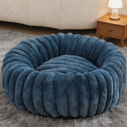 Round Dog Bed Plush Winter Warm Pet House for Medium Dogs