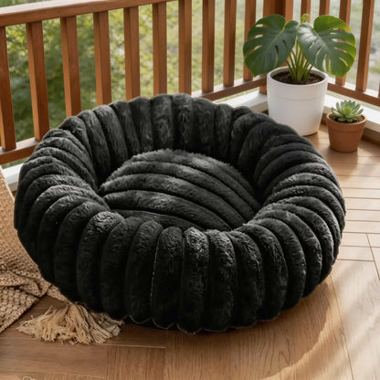 Round Dog Bed Plush Winter Warm Pet House for Medium Dogs