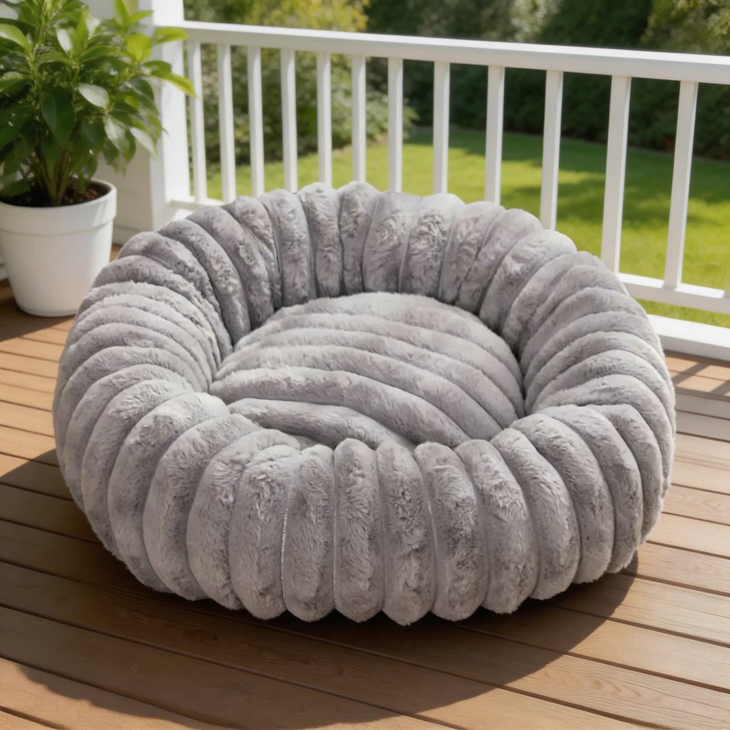 Round Dog Bed Plush Winter Warm Pet House for Medium Dogs