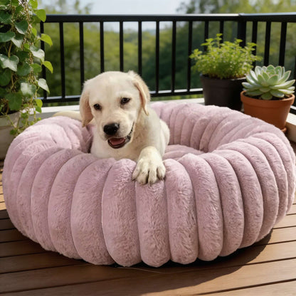 Round Dog Bed Plush Winter Warm Pet House for Medium Dogs