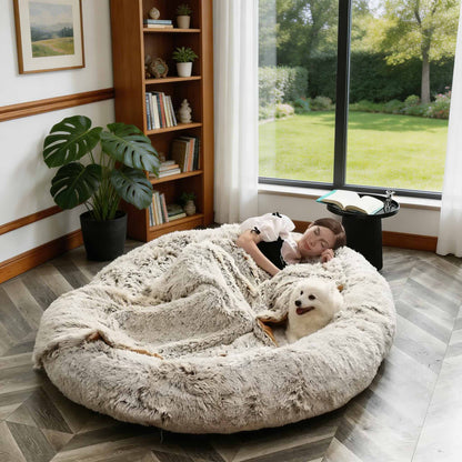 Orthopedic Large Dog Bed Faux Fur Washable Supportive Bed