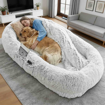 Orthopedic Large Dog Bed Faux Fur Washable Supportive Bed