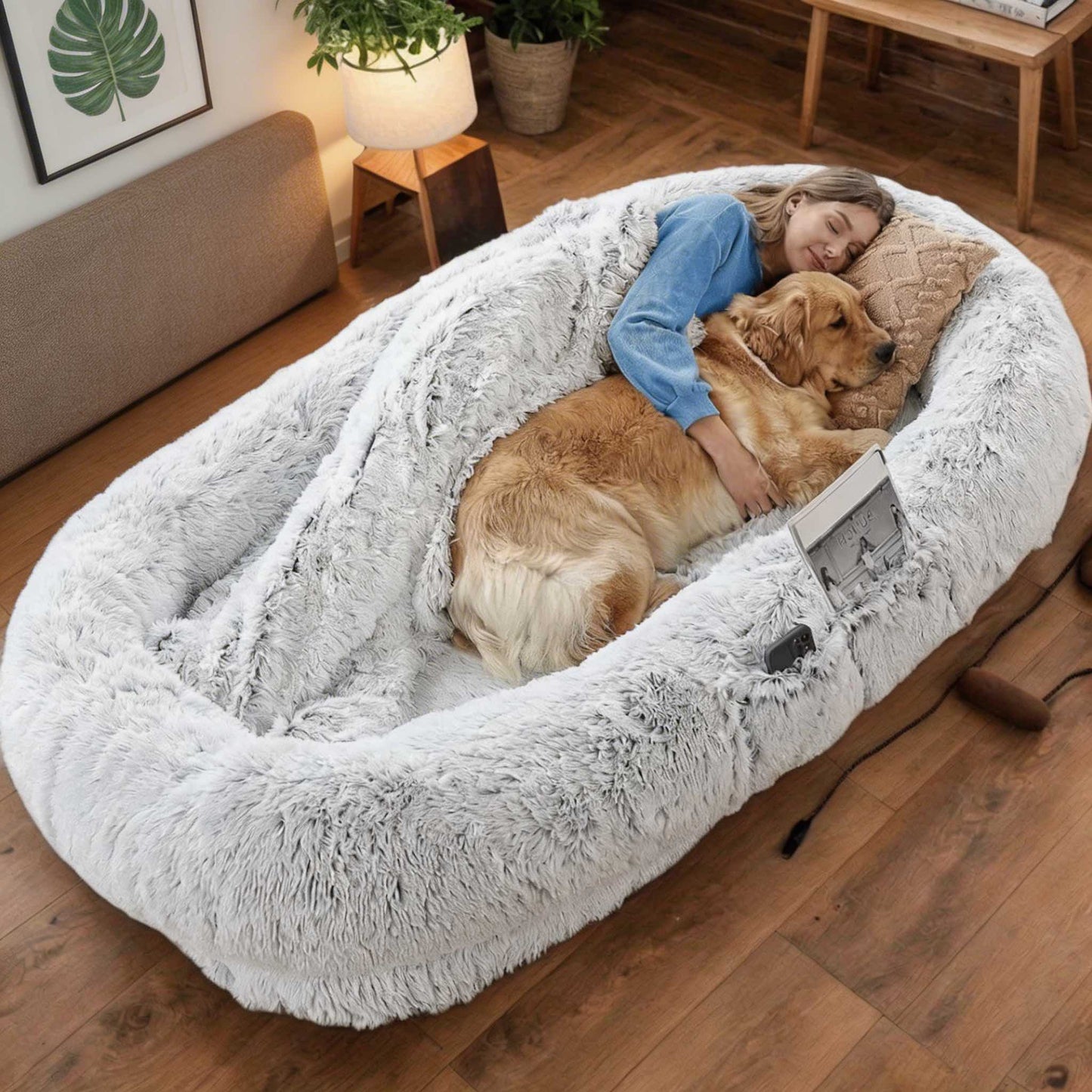 Orthopedic Large Dog Bed Faux Fur Washable Supportive Bed