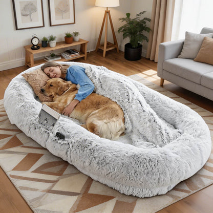 Orthopedic Large Dog Bed Faux Fur Washable Supportive Bed