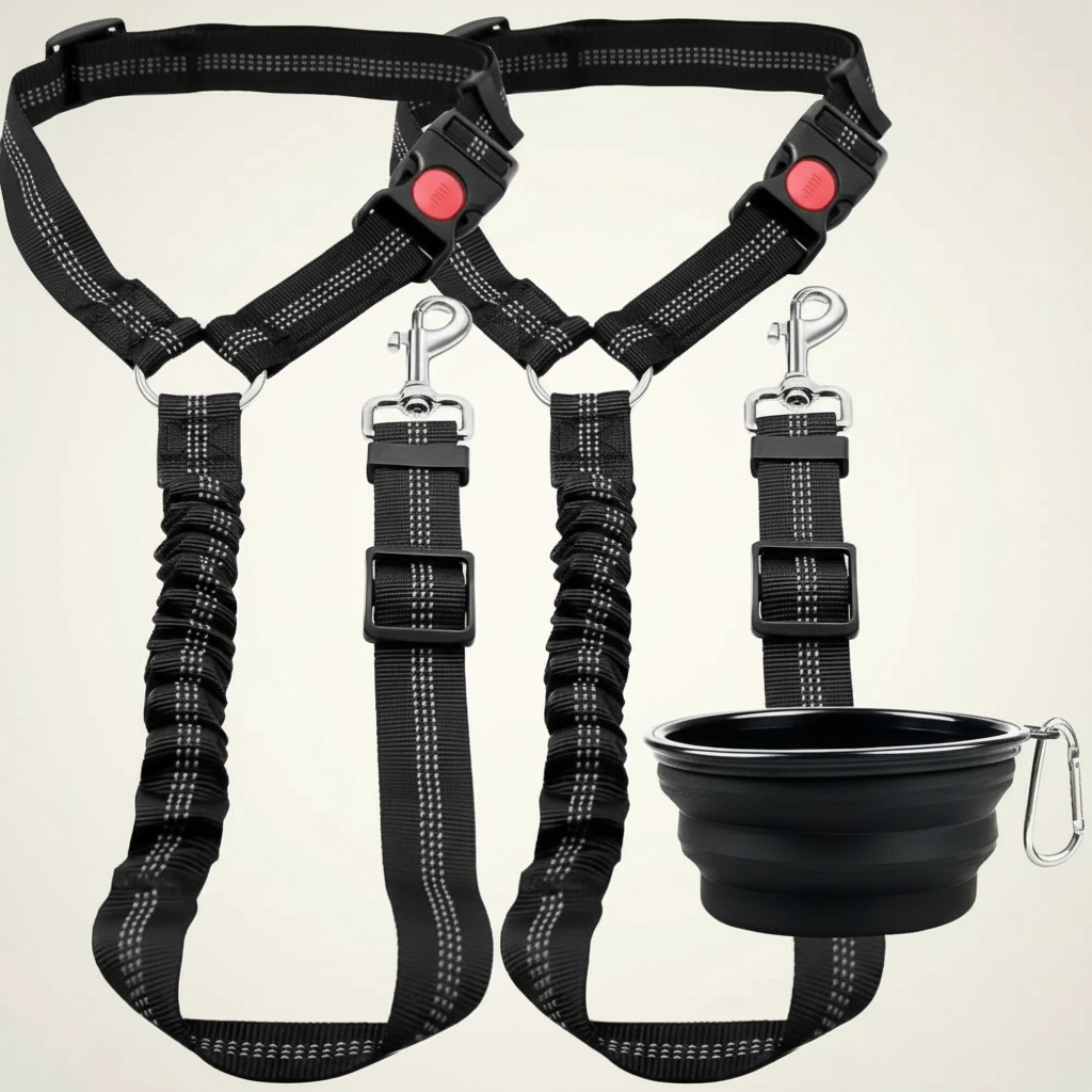 Adjustable Dog Safety Belt for Car with Reflective Line, Universal Fit for All Breeds
