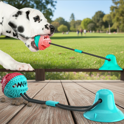 Interactive Dog Toy TPR with Suction Cups and Food Dispensing Balls for Teething