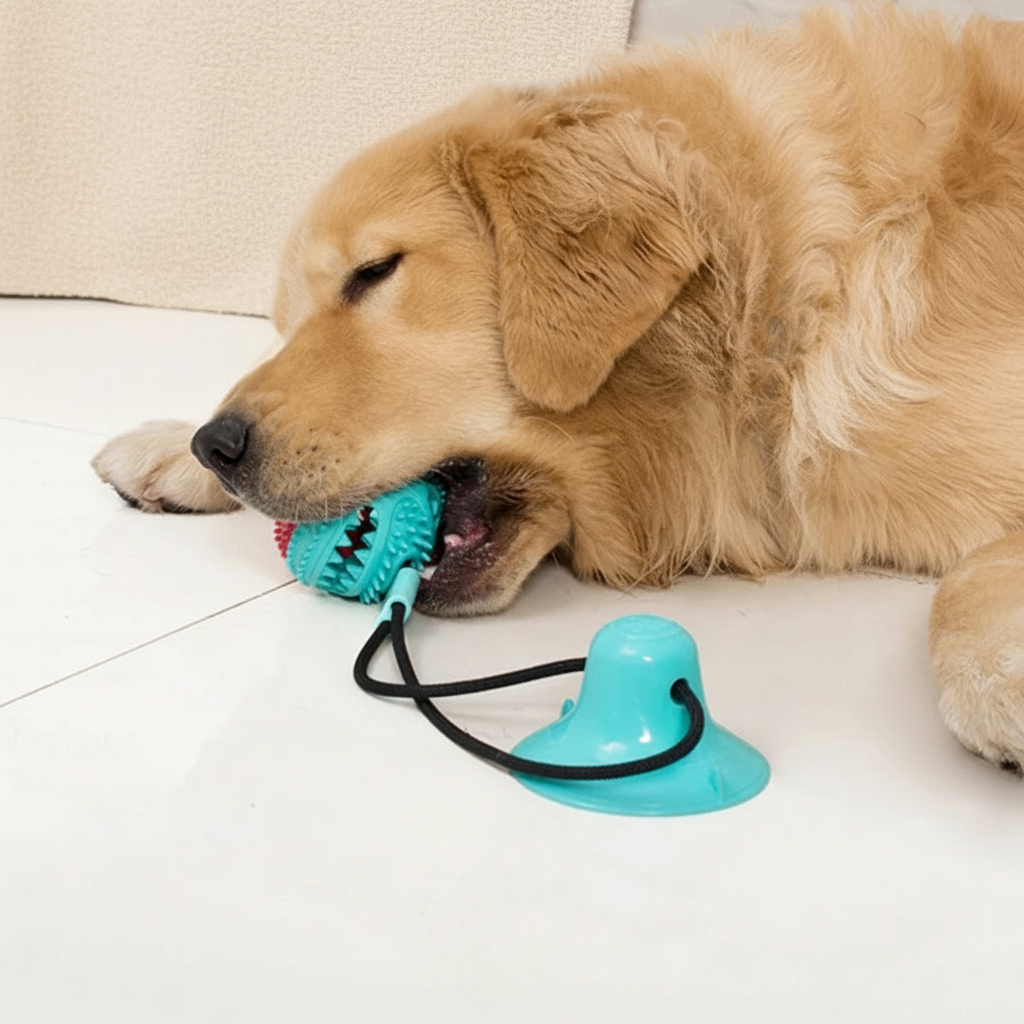 Interactive Dog Toy TPR with Suction Cups and Food Dispensing Balls for Teething