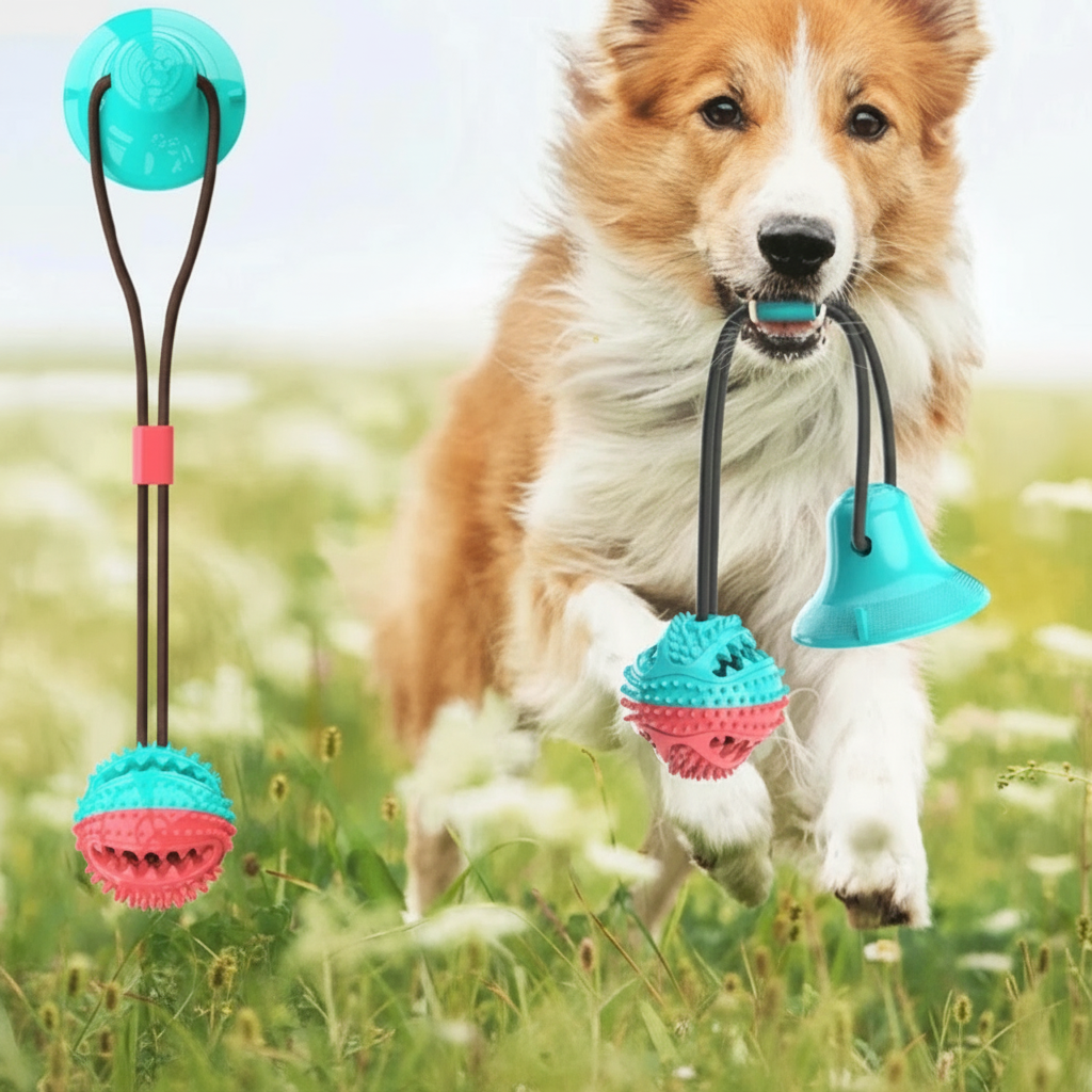Interactive Dog Toy TPR with Suction Cups and Food Dispensing Balls for Teething