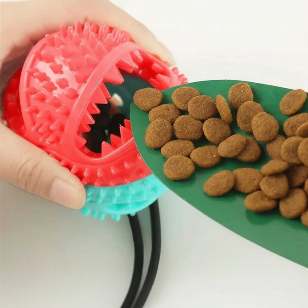 Interactive Dog Toy TPR with Suction Cups and Food Dispensing Balls for Teething