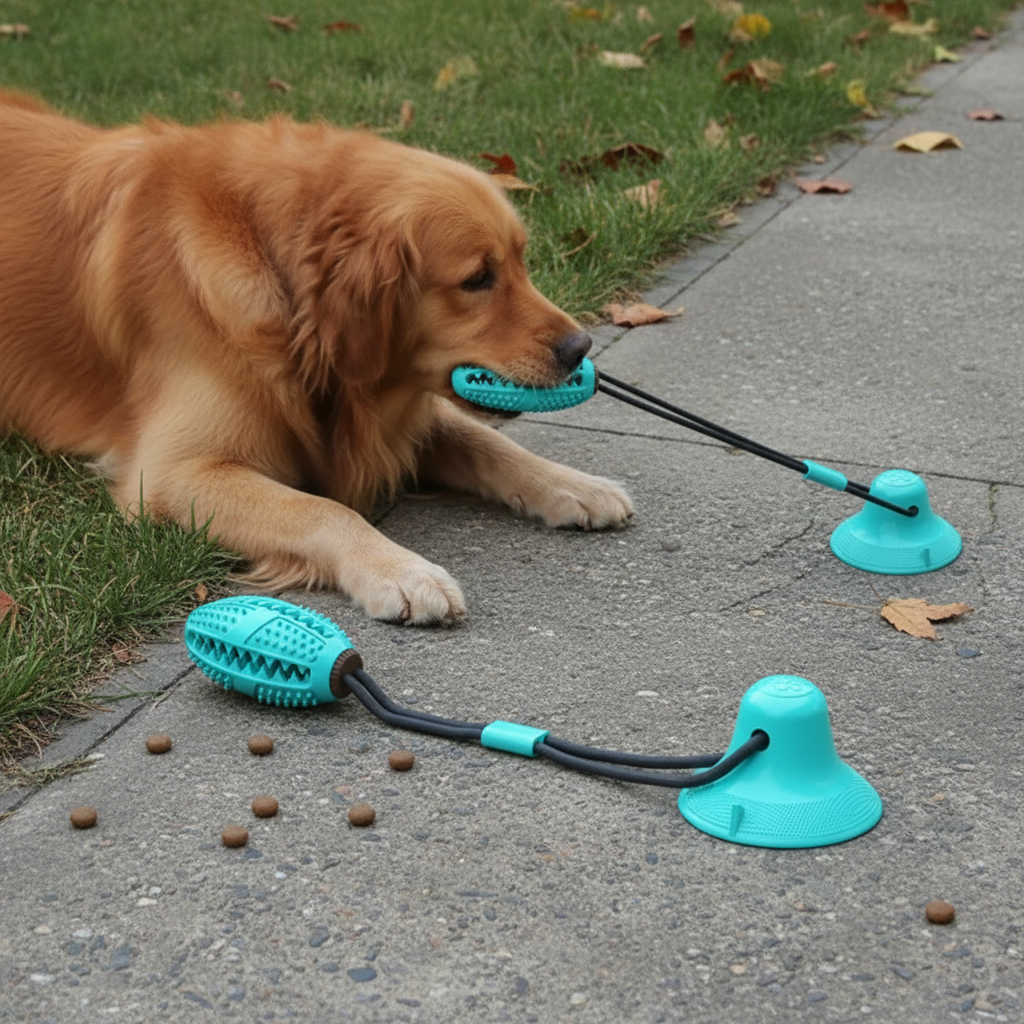 Interactive Dog Toy TPR with Suction Cups and Food Dispensing Balls for Teething