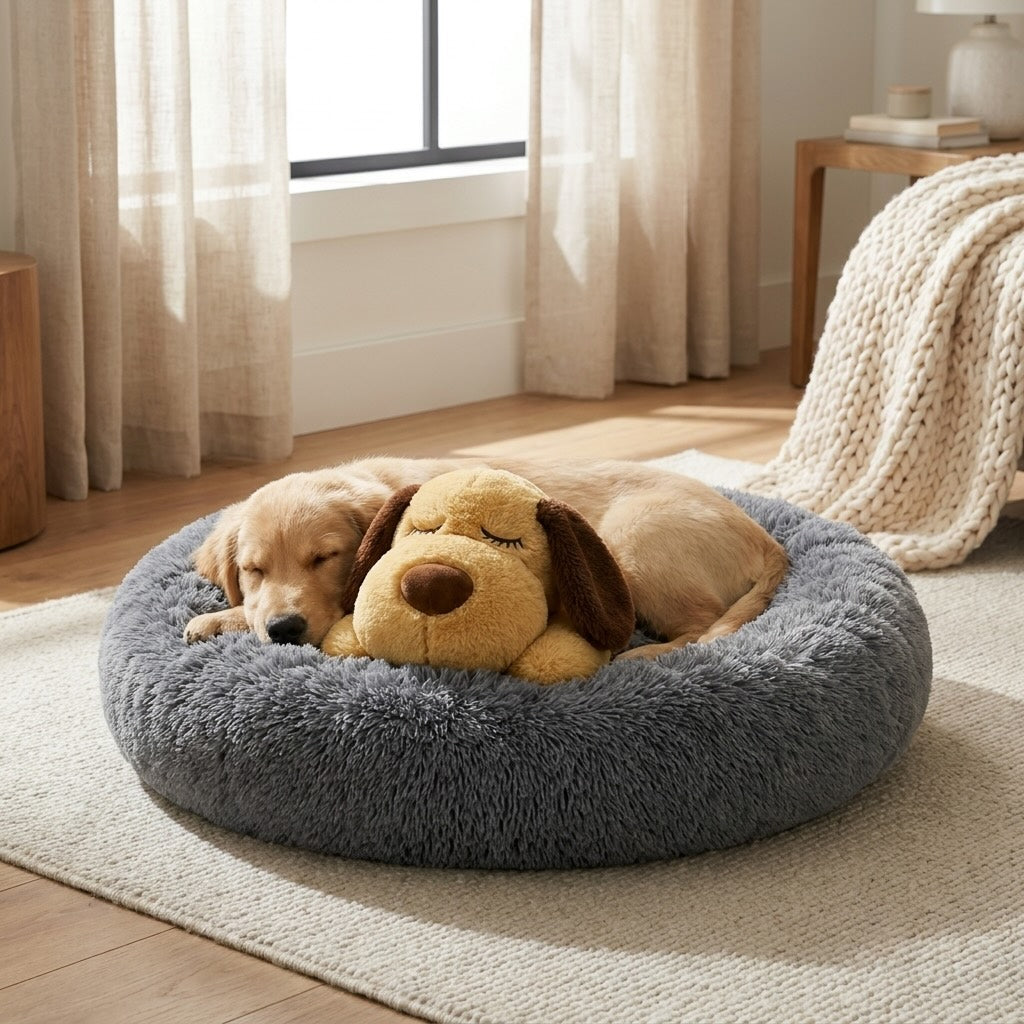Calming Dog Plush Toy with Heartbeat Simulator & Warming Pack for Anxiety Relief