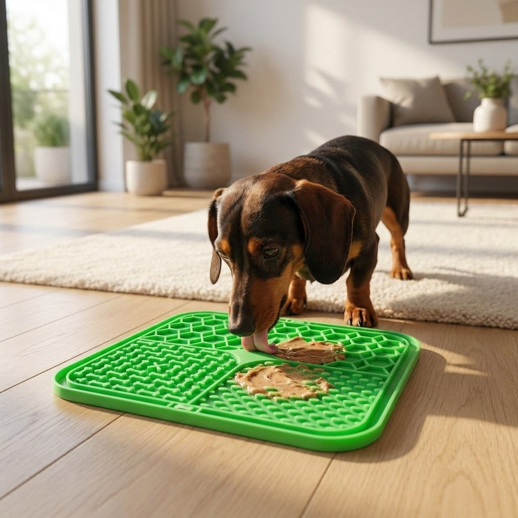 Dog Lick Mat Non-Slip Silicone 15cm x 15cm for Stress Relief & Slow Feeding