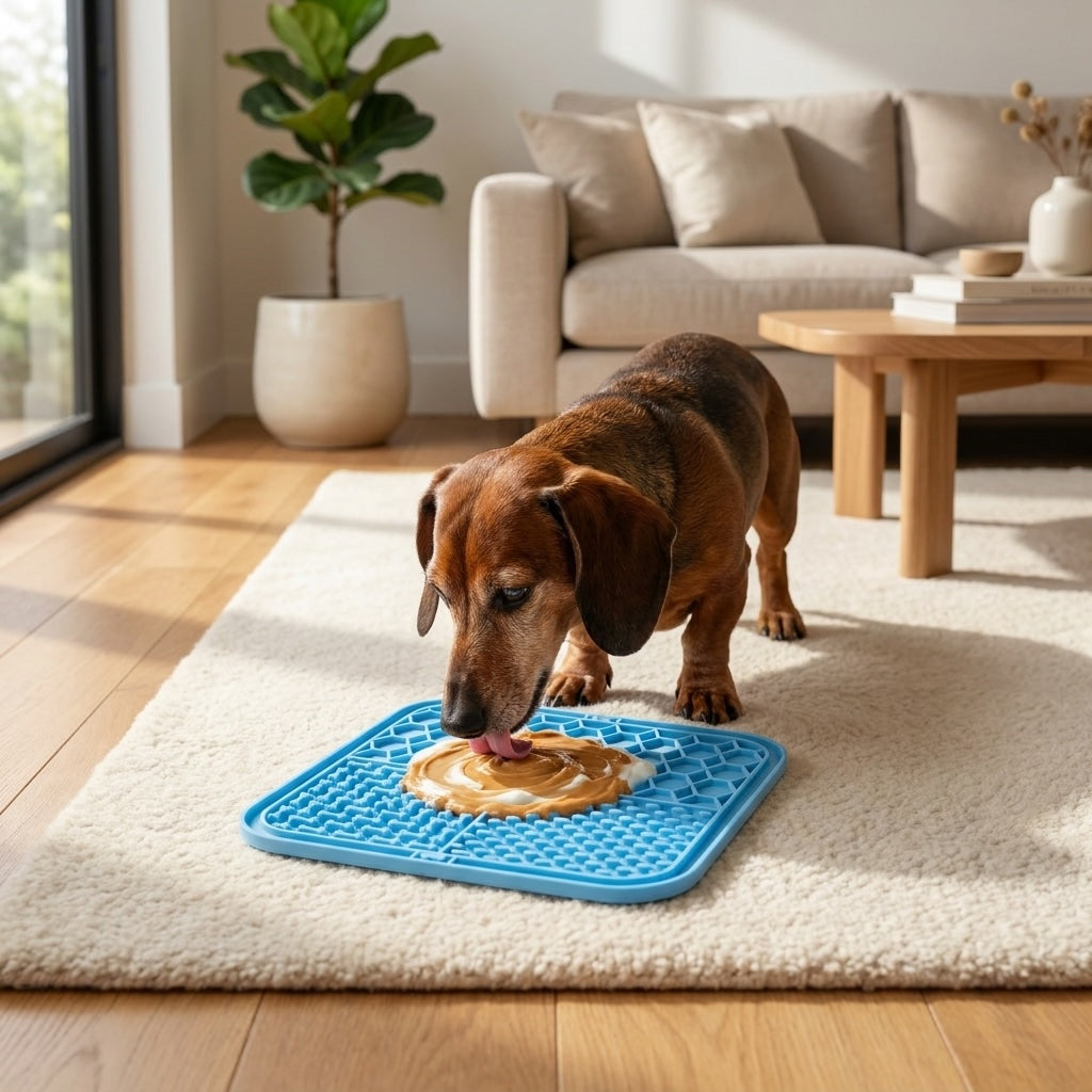 Dog Lick Mat Non-Slip Silicone 15cm x 15cm for Stress Relief & Slow Feeding