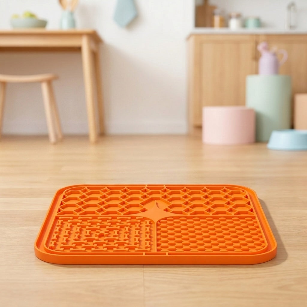 Dog Lick Mat Non-Slip Silicone 15cm x 15cm for Stress Relief & Slow Feeding