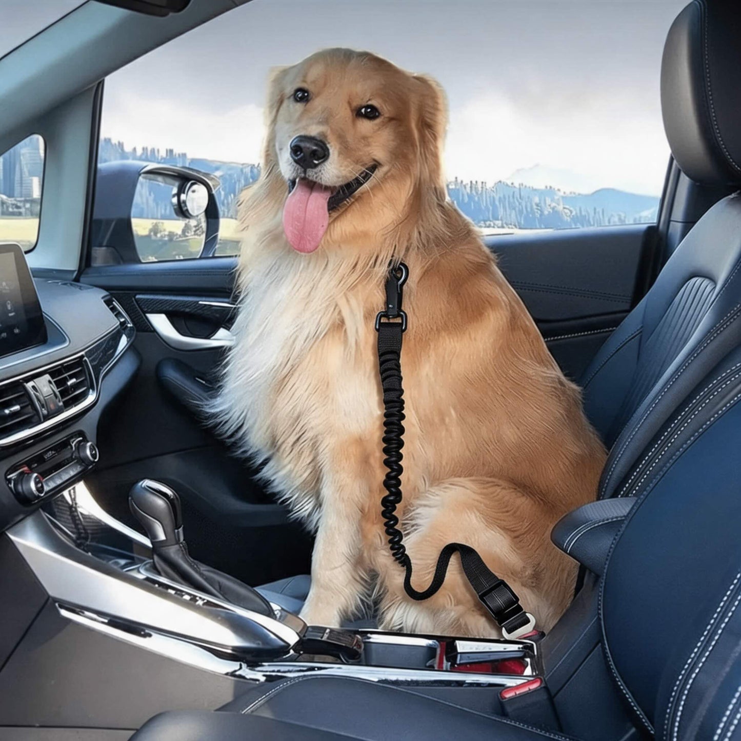 Adjustable Dog Safety Belt for Car with Reflective Line, Universal Fit for All Breeds