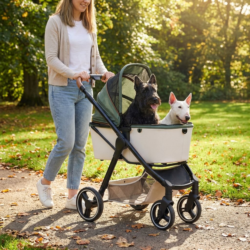 Luxury Dog Stroller Folding Canine Pram for Pets Up to 30kg